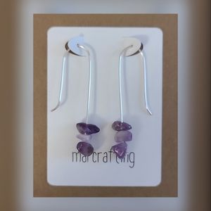 Amethyst Dangle Earrings Silver